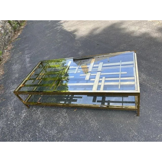 Metal Rare Modernist Gold Metal Multi Strap & Bar Coffee Table by Romeo Rega For Sale - Image 7 of 13