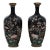 Pair of Antique Meiji Japanese Cloisonne Silver Wire Enamel Vases Blossoming Garden With Cherry Blossom Tree For Sale