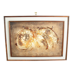 Mid Century Modern Art Original Textured Painting Abstract Expressionist Black Brown