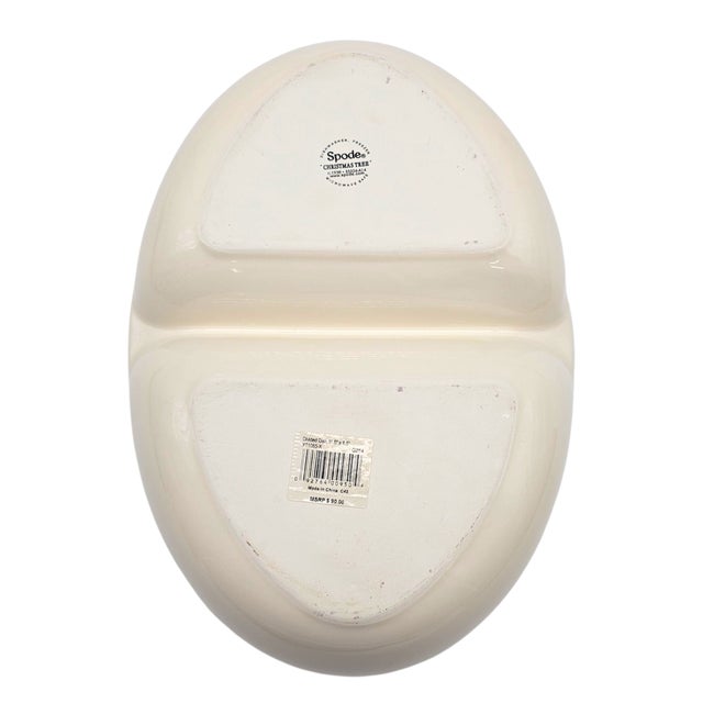 1990s Spode Christmas Tree Porcelain Divided Relish Dish Pair England 11.25" For Sale - Image 5 of 11