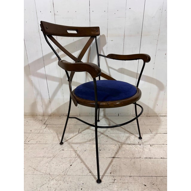 Bistro Armchairs with Blue Velvet Seats by Andy Thornton, England, 1980s For Sale - Image 13 of 13
