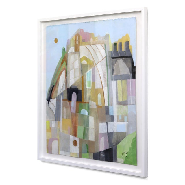 Contemporary Rooftop Views - Framed Original Contemporary Cityscape Acrylic Painting on Canvas by Maria C Bernhardsson For Sale - Image 3 of 9