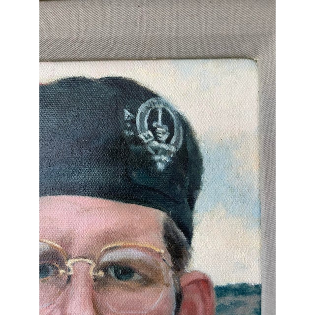 Vintage Portrait Painting of a Man in a Military Beret | Chairish