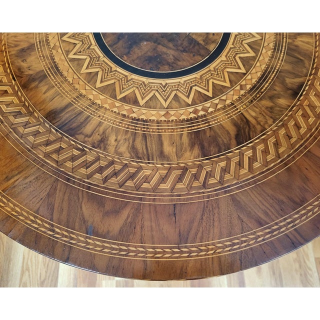 Wood Antique Italian 19th C Exotic Inlaid Oilvewood Salon Side Table For Sale - Image 7 of 15