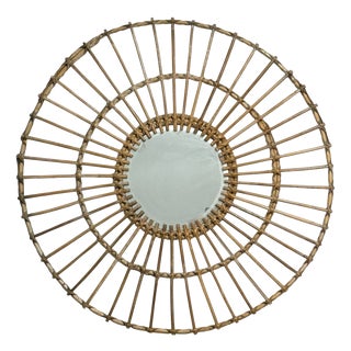 Large Rattan Mirror, France, 1960s For Sale