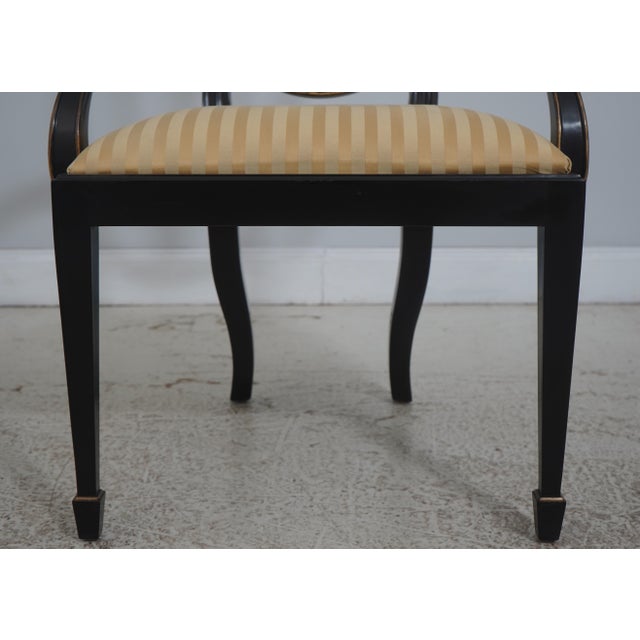Wood Set of 10 Henkel Harris Black Finish Hepplewhite Dining Room Chairs For Sale - Image 7 of 18