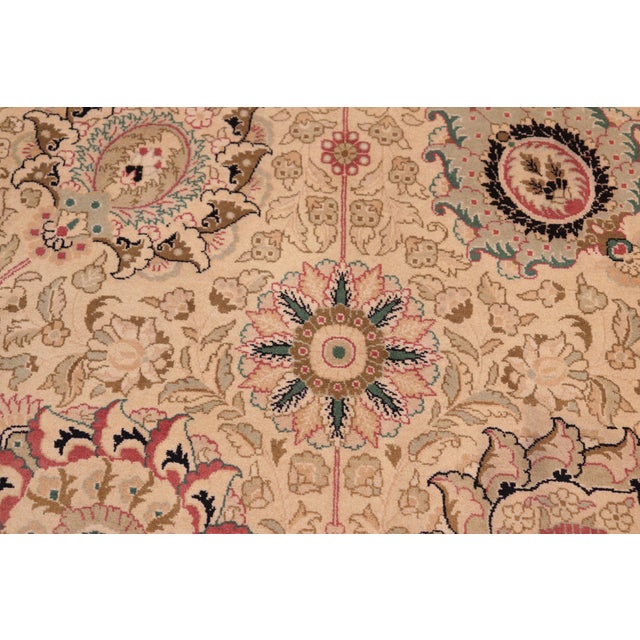 Elegant Floral 1990's Pak-Persian Beige/Black Wool Rug - 8'0'' X 11'1'' For Sale - Image 4 of 9