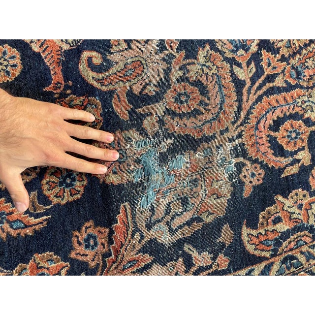 1920s ROYAL MOHAJERAN SAROUK with Peacocks, Butterflies, Cacoons, & Zoroastrian Flames Rug 9 x 15.1 For Sale - Image 10 of 15