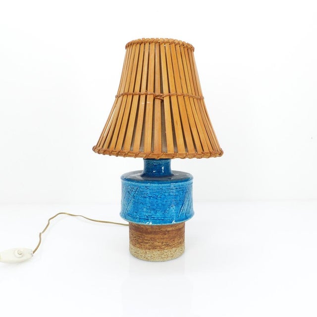 Blue Swedish Ceramic Desk or Bedside Lamp by Inger Persson for Rörstrand, 1960 For Sale - Image 8 of 8