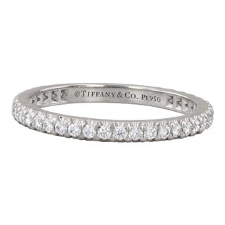 Tiffany Soleste 0.33ctw Diamond Eternity Band 950 Platinum Wedding Ring Box, Size 5.5 For Sale