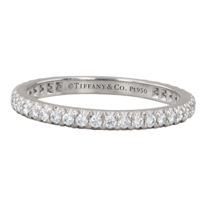 Tiffany Soleste 0.33ctw Diamond Eternity Band 950 Platinum Wedding Ring Box, Size 5.5