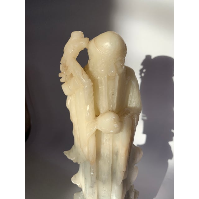 1920s 1920s Chinese Carved Soapstone Old Man "Sau" Figurine For Sale - Image 5 of 8