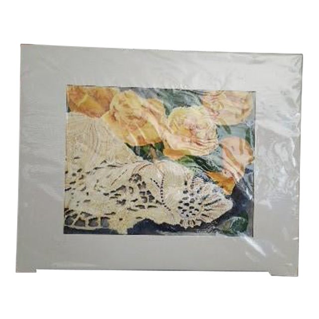 1997 Original Michael Rodgers Watercolor Still Life-Orange Roses & Lace For Sale