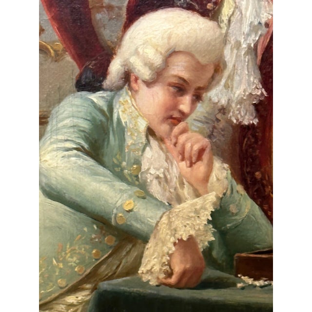 Oil Painting a Chess Problem Italian Genre Interior of Chess, Society and Strategy Signed by Carlo Ferranti For Sale - Image 6 of 12