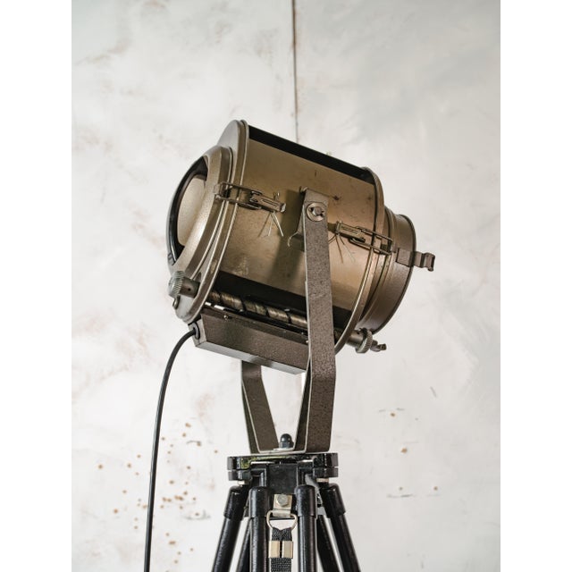 Brown Industrial Tripod Theater Spotlight Floor Lamp from ADB Belgium, 1960s For Sale - Image 8 of 18