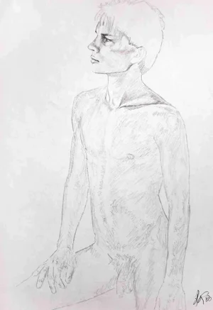 Anthony Roaland, Portrait of a Young Man, Original Pencil Drawing, 1980s