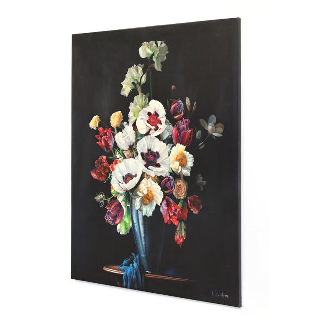 Abstract I Want That Kind of Forever That Burns Bright - Original Floral Bouquet Still Life Oil Painting For Sale - Image 3 of 9