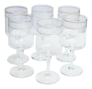 Midcentury Gold-Rimmed Glasses, S/6