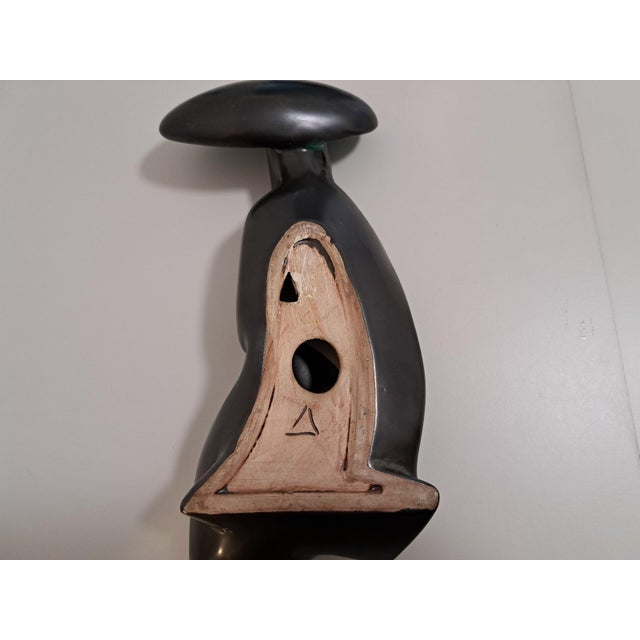 1950s Mid-Century Ceramic Wall Sculpture "Woman With Umbrella" by Jitka Forejtová for Keramo Kostelec – Czechoslovakia, 1960s (Brussels Style) For Sale - Image 5 of 12