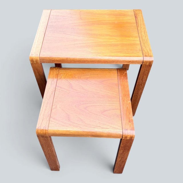 Wood Mid-Century Teak and Beech Nesting Tables, 1960s, Set of 2 For Sale - Image 7 of 9