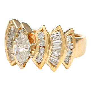 14KY Marquise Diamond(.54) Tiered Bow Ring, size 5.5 For Sale