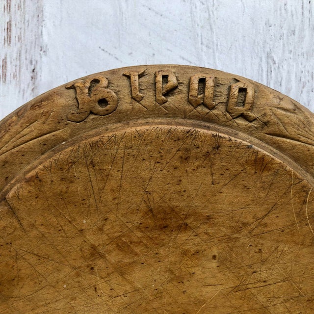Vintage Round Carved English Bread Board | Chairish