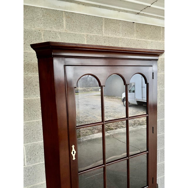 Statton Furniture Statton Old Towne Finish Georgian Style Cherry Lighted Corner Cupboard For Sale - Image 4 of 16