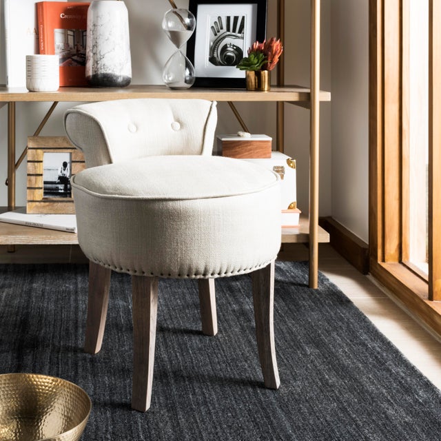 2020s Vanity Stool in Pearl Beige & Distressed Grey For Sale - Image 5 of 6