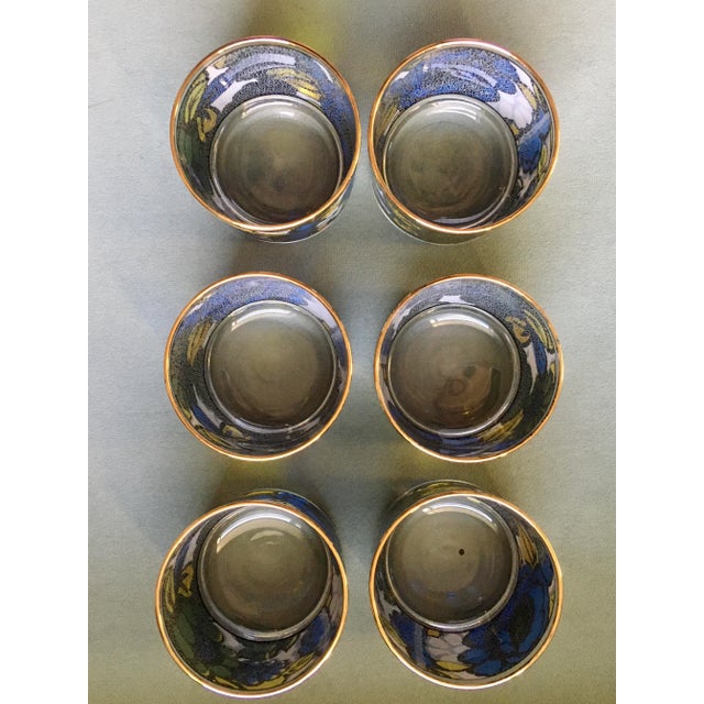 Mid 20th Century Faux Stained Glass Floral Lowball Glasses- Set of 6 For Sale - Image 10 of 13