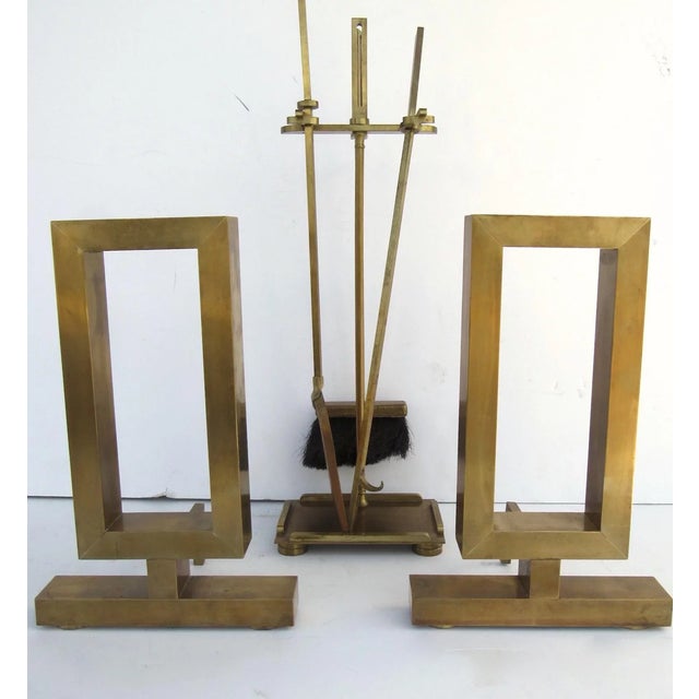 1940s Andirons and Matching Tools by Donald Deskey - A Pair For Sale - Image 5 of 9