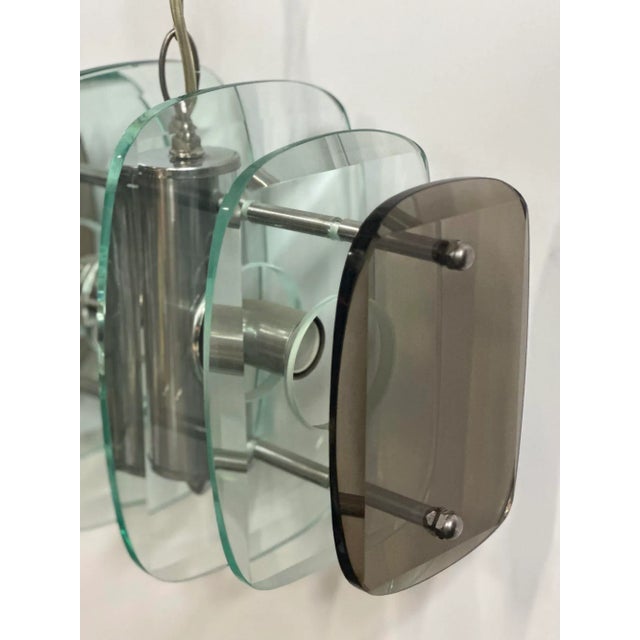 Vintage Italian Pendant With Clear and Smoky Murano Glass For Sale - Image 4 of 5