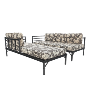 Pair of Black Lacquer Faux Bamboo Sofas Daybed Mid Century Modern MINT!