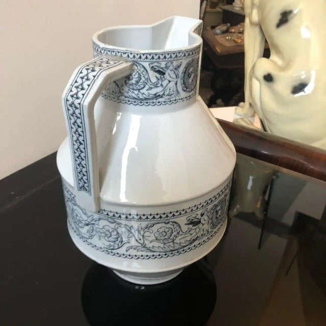 1870s Victorian Aesthetic-Style Blue & White English Ceramic Jug For Sale - Image 6 of 8