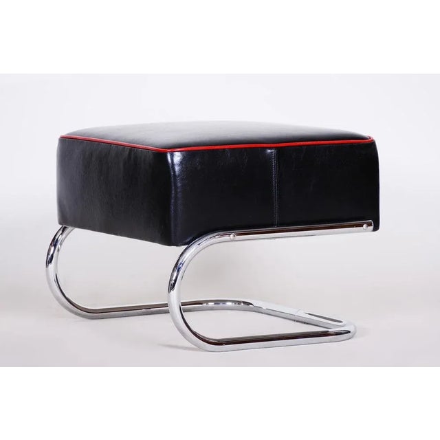 Bauhaus Black Tubular Stool by Robert Slezak, 1930s For Sale - Image 9 of 9