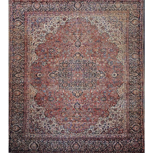Discover the enduring splendor of early 20th-century Persian weaving with this magnificent room-size Persian Kashan rug....