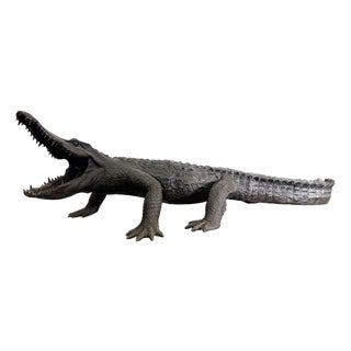 Monumental Bronze Crocodile Fountain Sculpture – 149” L Outdoor Garden For Sale