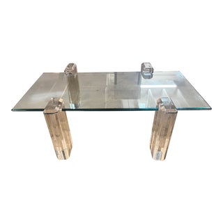 Lucite Pillar Coffee Table in the Manner of Karl Springer For Sale