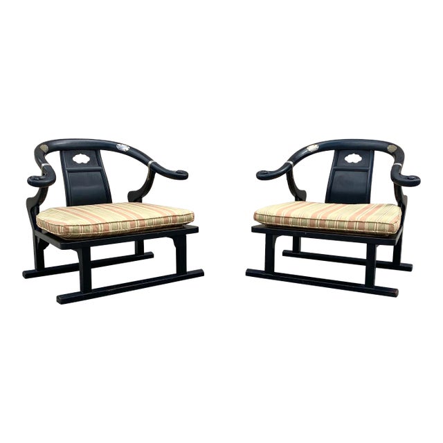 Michael Taylor for Baker Black Lounge Chairs From Their Far East Collection - a Pair For Sale