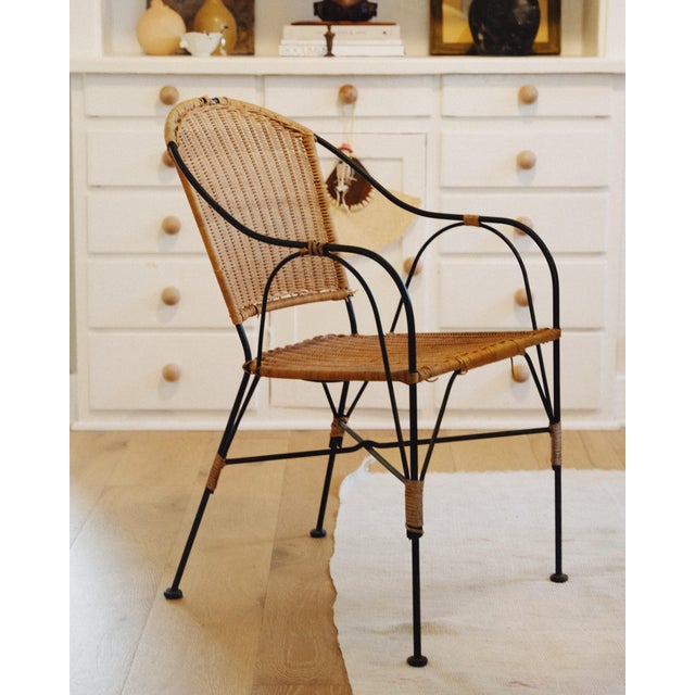 Mid 20th Century Mid 20th Century Iron and Rattan Armchair For Sale - Image 5 of 5