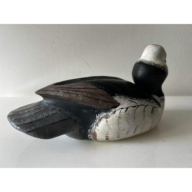 Farmhouse Vintage Hand Painted and Hand Carved Signed Buffelhead Drake For Sale - Image 3 of 12