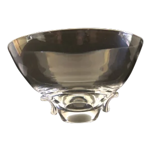 1980s Steuben David Pollard Design Lead Crystal Clear Glass ‘Talisman’ Round Footed Bowl #8079