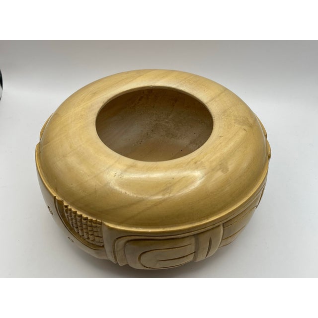 Tan Mid 20th Century Carved Wooden Decorative Bowl For Sale - Image 8 of 10