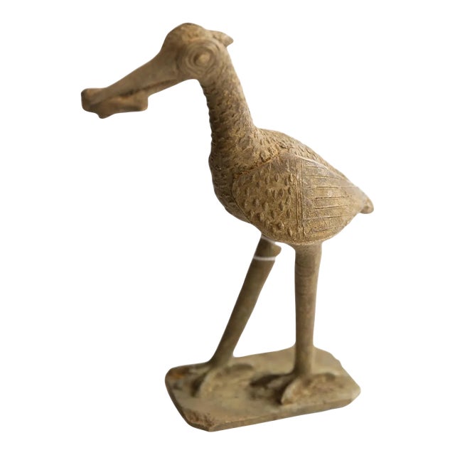 Vintage African Bird With Fish Sculpture For Sale
