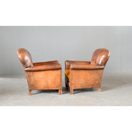 Art Deco French Leather Armchairs 1920s, Set of 2 For Sale - Image 14 of 17