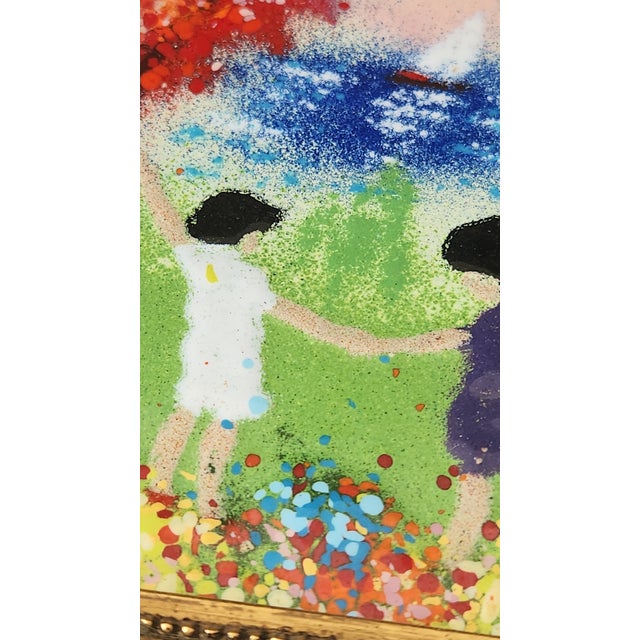 Wood Pair of Mid-Century Enamel on Copper Figural Paintings in Gilt Frames, Circa 1960s For Sale - Image 7 of 18