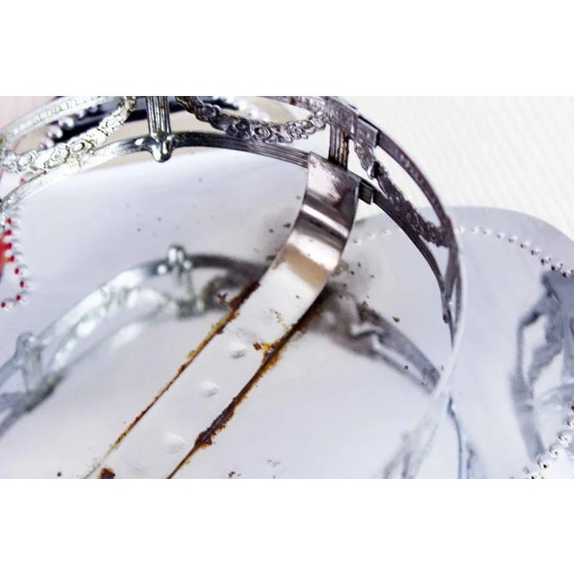 English Art Nouveau Silver Metal and Glass Sugar Bowl For Sale - Image 6 of 10