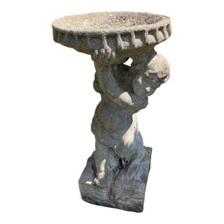 Vintage Figural Cement Bird Bath For Sale