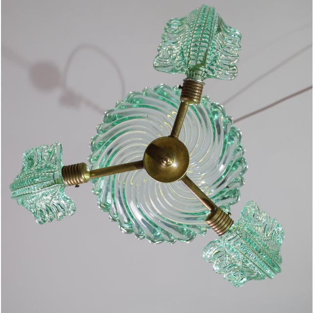 1950s Extra Rare Green Acquamarine Art Deco Barovier E Toso Chandelier For Sale - Image 13 of 16