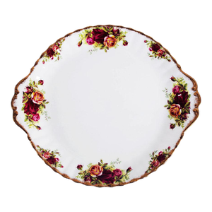 Royal Albert Old Country Roses Cake Plate - Fluted Handled - Made in England