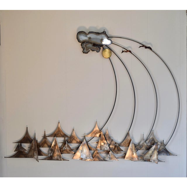 Mixed Metals Wall Sculpture of Racing Sailboats, 1983 For Sale In Philadelphia - Image 6 of 6